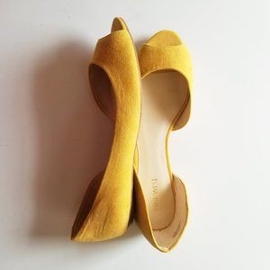 NINE WEST D'Orsay Open Toe Flats | Yellow Suede 9M